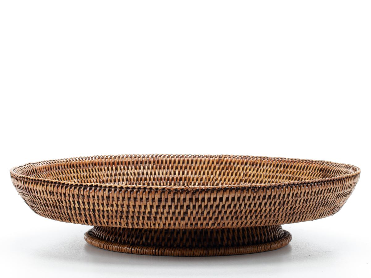 Wicker Fruit Bowl on a Stand Made from Natural Rattan, 41*9 cm, 71058-brown