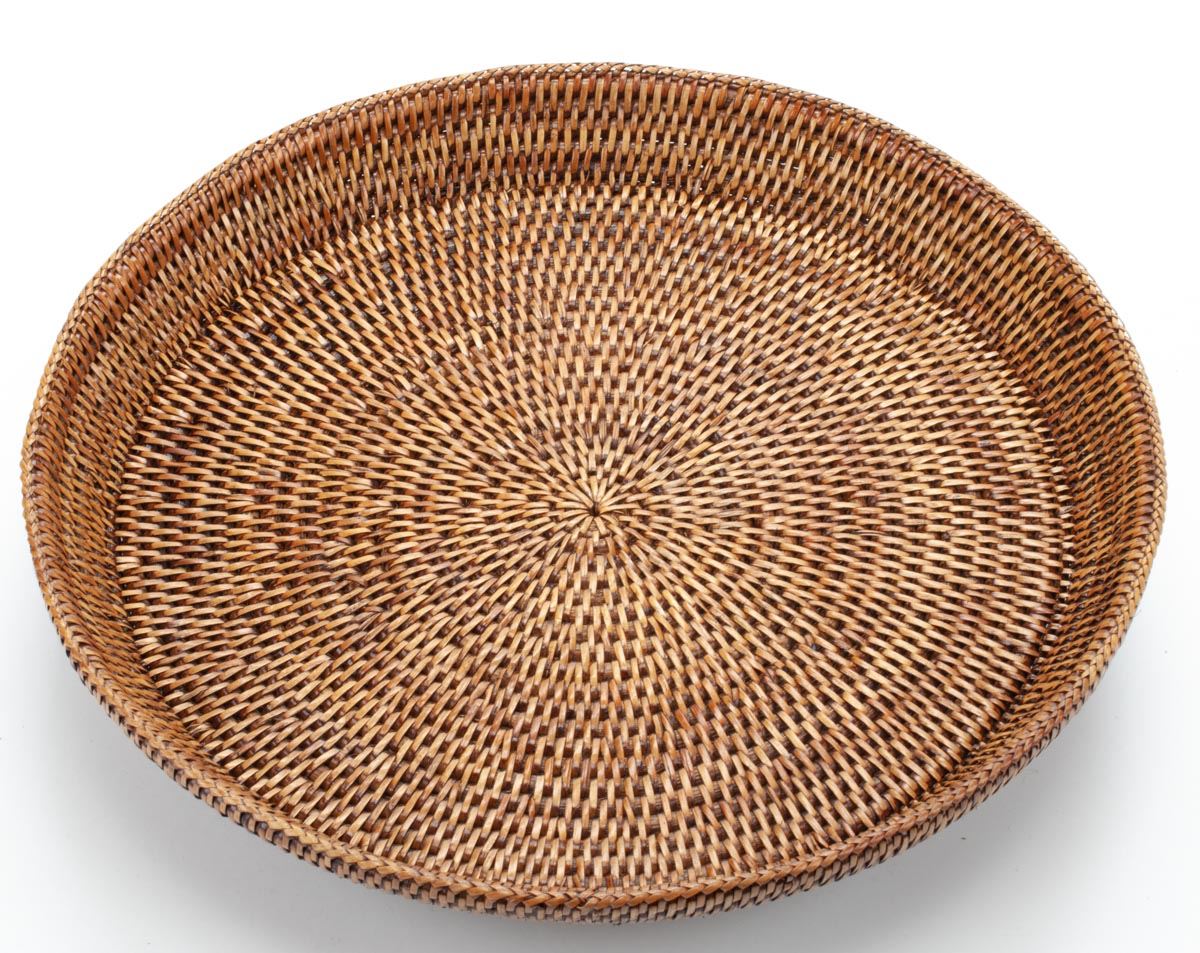 Wicker Fruit Bowl on a Stand Made from Natural Rattan, 41*9 cm, 71058-brown