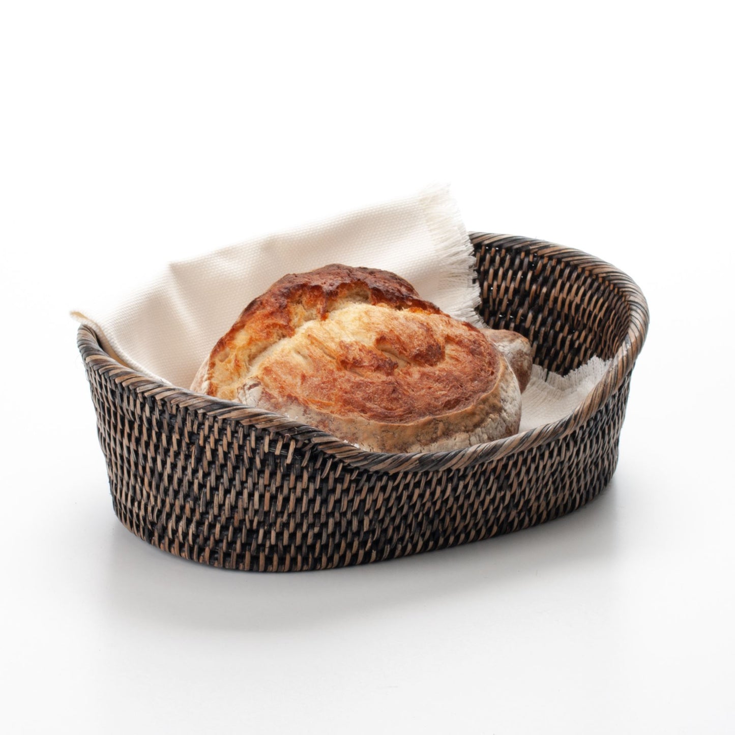 Handwoven Breadbasket Made of Natural Rattan, 30*21*7/10 cm, 71061-black