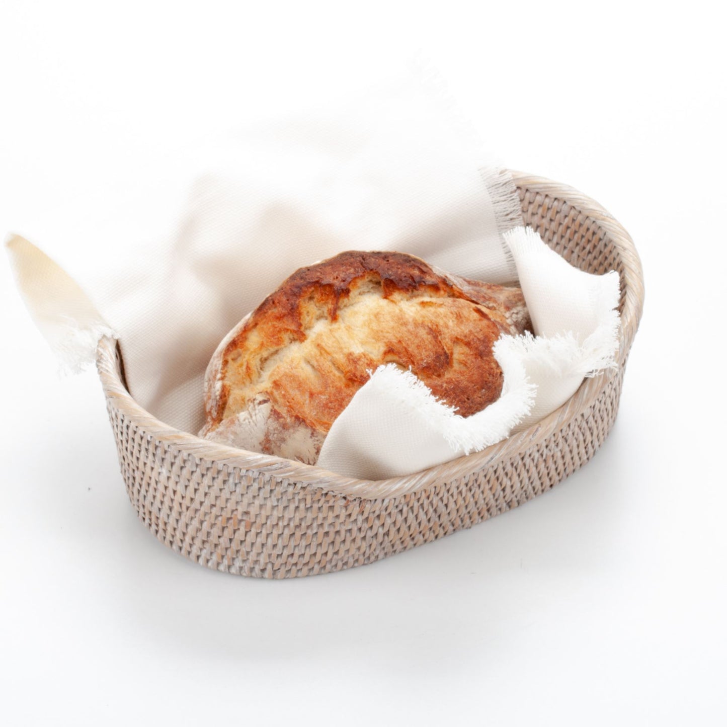 Handwoven Bread Basket Made of Natural Rattan, 30*21*7/10 cm, 71061-white