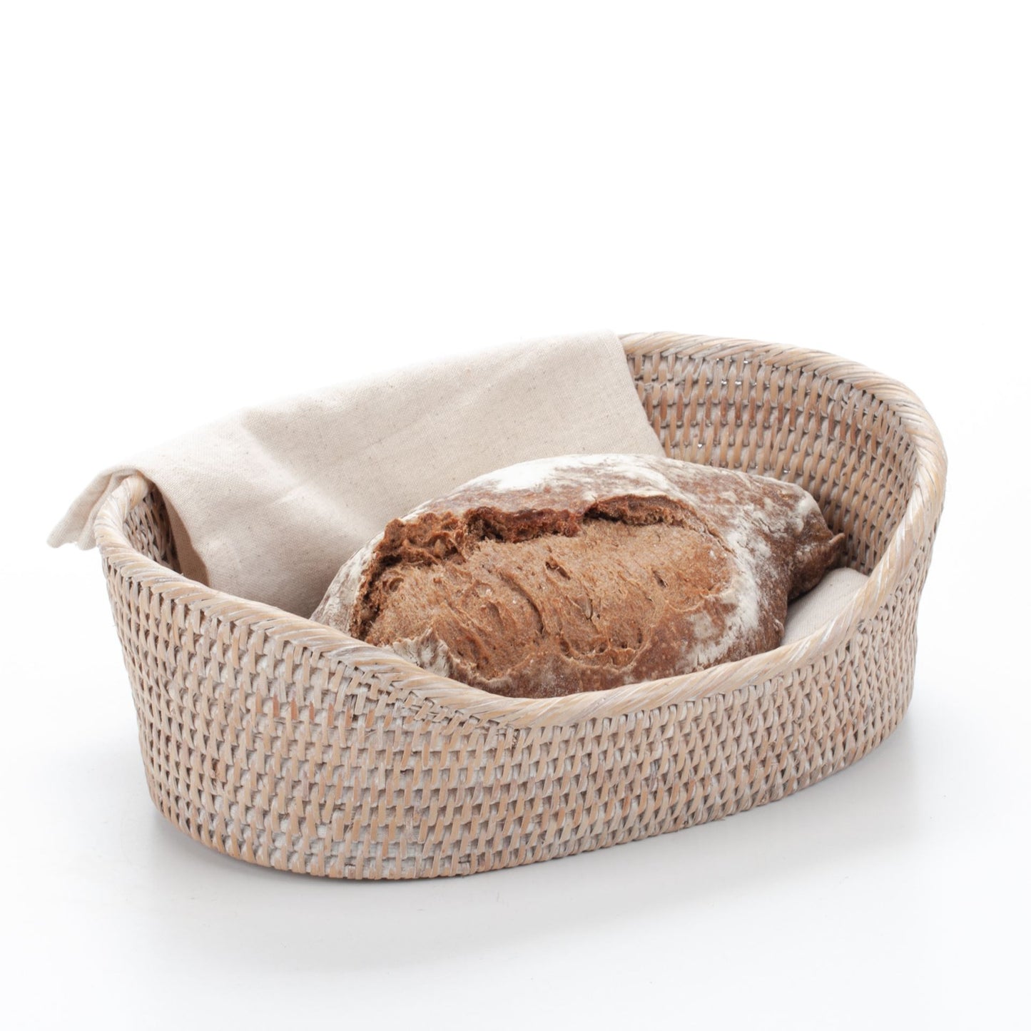 Handwoven Bread Basket Made of Natural Rattan, 30*21*7/10 cm, 71061-white