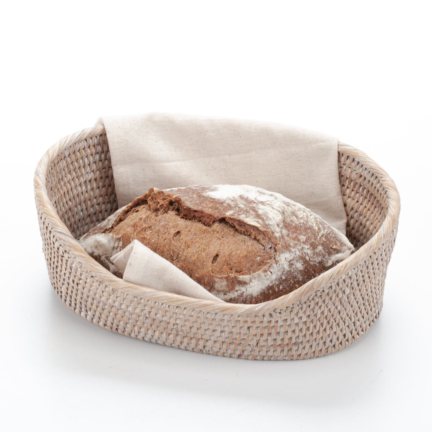 Handwoven Bread Basket Made of Natural Rattan, 30*21*7/10 cm, 71061-white