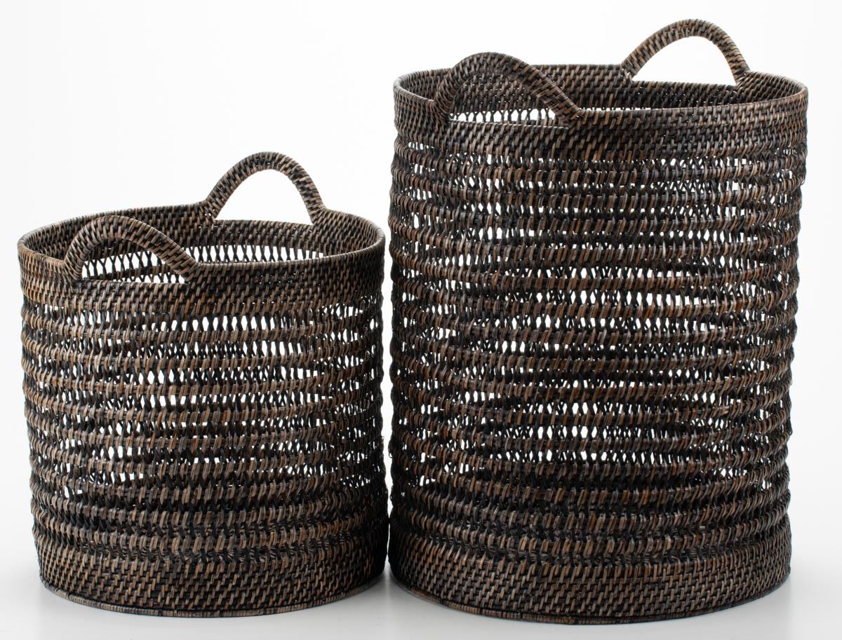 Woven Storage Basket for Children's Toys and Household Items, Made of Natural Rattan, 35*35/40 cm, 71069-black