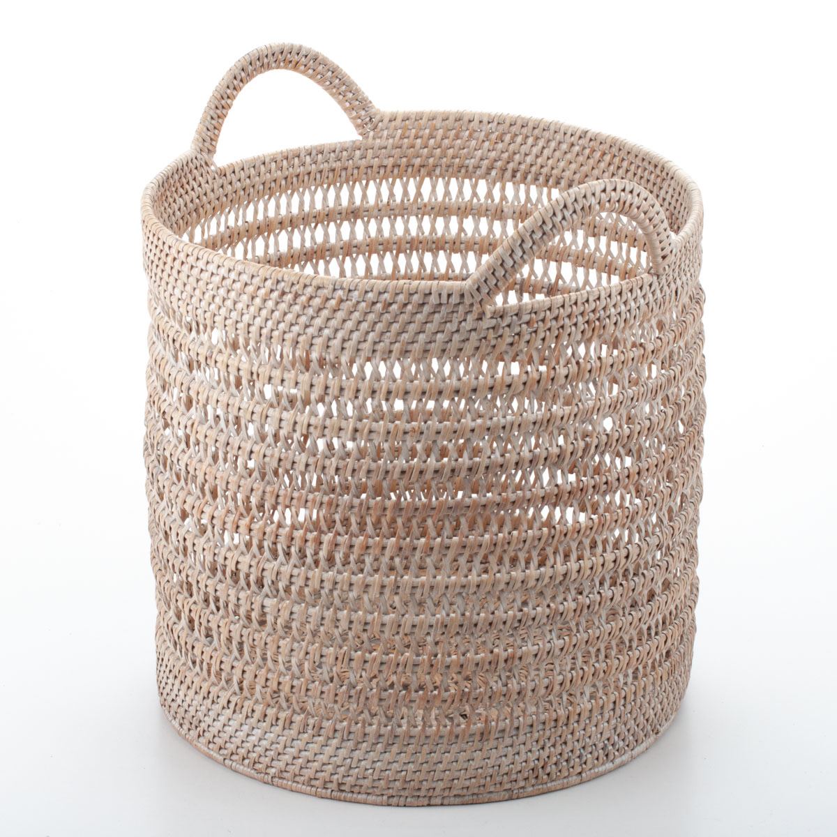 Woven Storage Basket for Children's Toys and Household Items, Handmade Natural Rattan, 35*35/40 cm, 71069-white