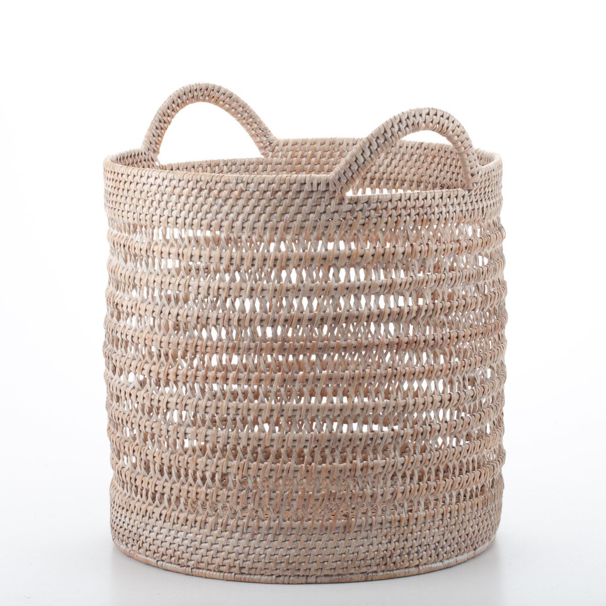 Woven Storage Basket for Children's Toys and Household Items, Handmade Natural Rattan, 35*35/40 cm, 71069-white