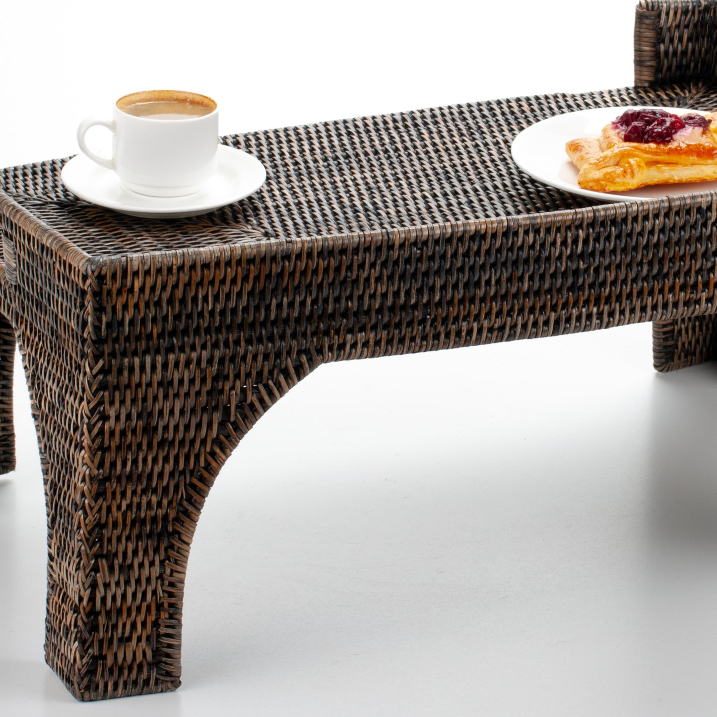 Handwoven Rattan Bed Tray Table with Legs | Breakfast in Bed Serving Tray | Boho Woven Tray with Handles | Laptop Stand