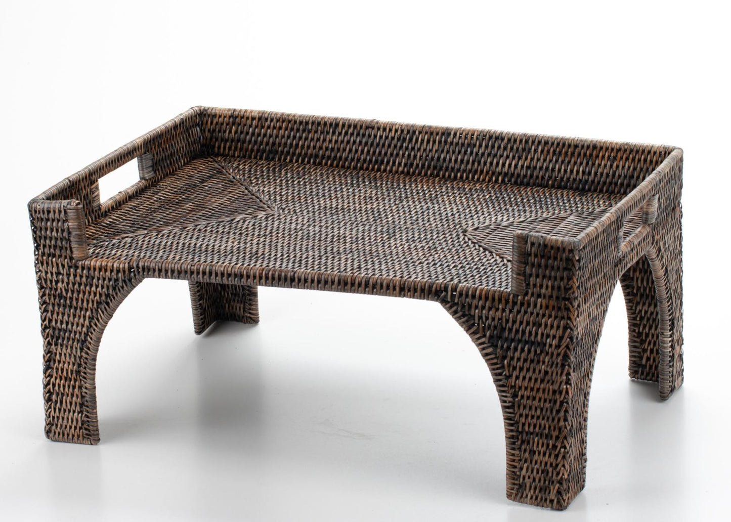 Handwoven Rattan Bed Tray Table with Legs | Breakfast in Bed Serving Tray | Boho Woven Tray with Handles | Laptop Stand