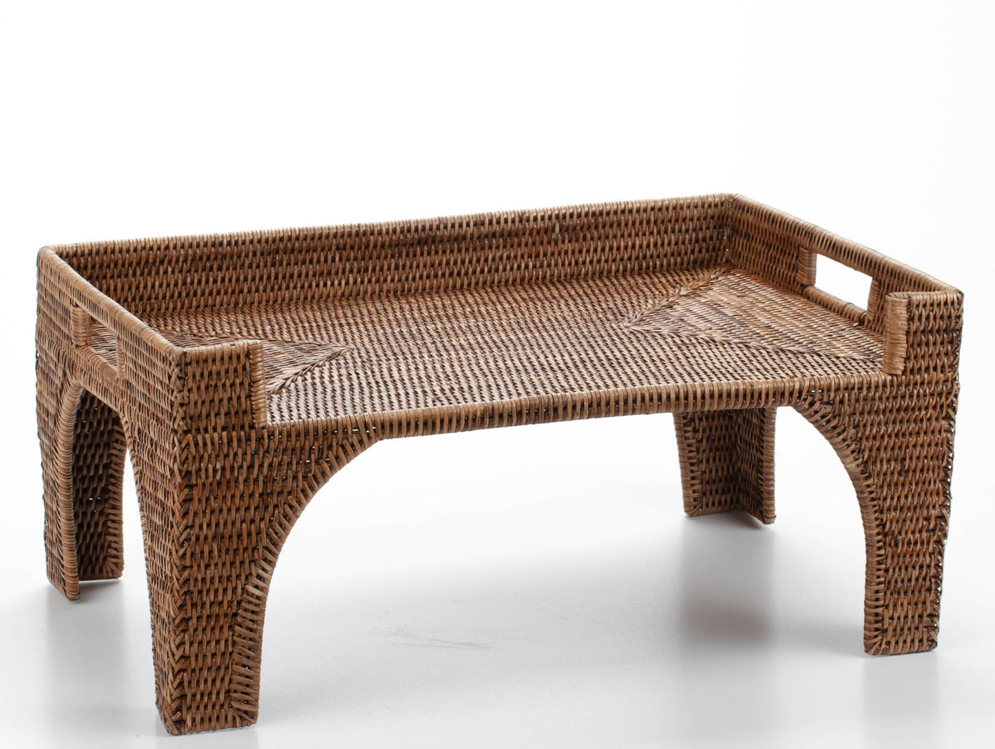 Handwoven Rattan Bed Tray Table with Legs | Breakfast in Bed Serving Tray | Boho Woven Tray with Handles | Laptop Stand