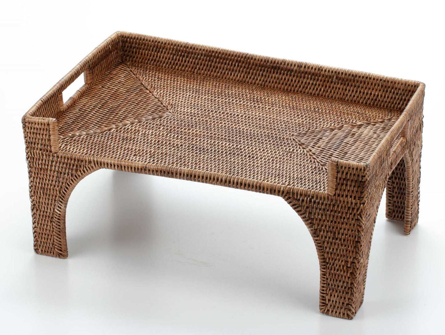 Handwoven Rattan Bed Tray Table with Legs | Breakfast in Bed Serving Tray | Boho Woven Tray with Handles | Laptop Stand