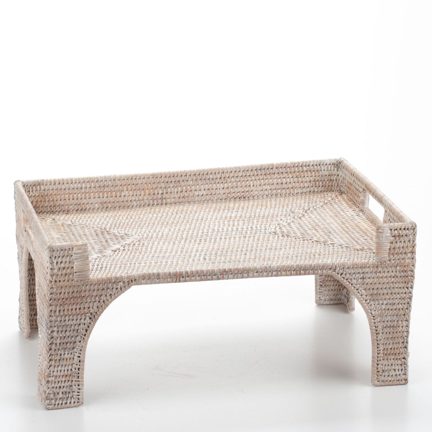 Handwoven Rattan Bed Tray Table with Legs | Breakfast in Bed Serving Tray | Boho Woven Tray with Handles | Laptop Stand