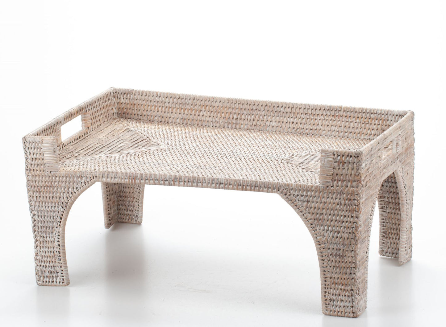 Handwoven Rattan Bed Tray Table with Legs | Breakfast in Bed Serving Tray | Boho Woven Tray with Handles | Laptop Stand