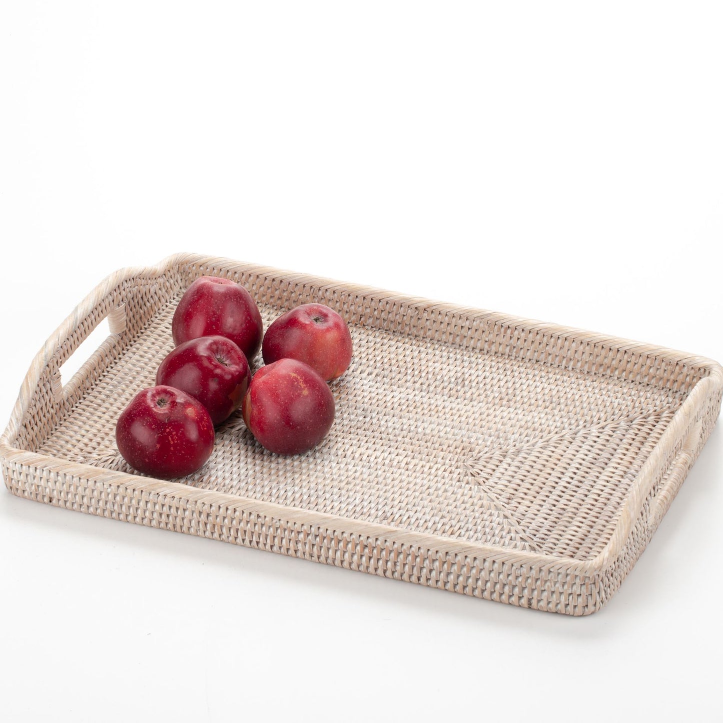 Handwoven Rattan Serving Tray with Handles | Rectangular Woven Breakfast Tray | Ottoman Tray Coffee Table Decor | Boho Home