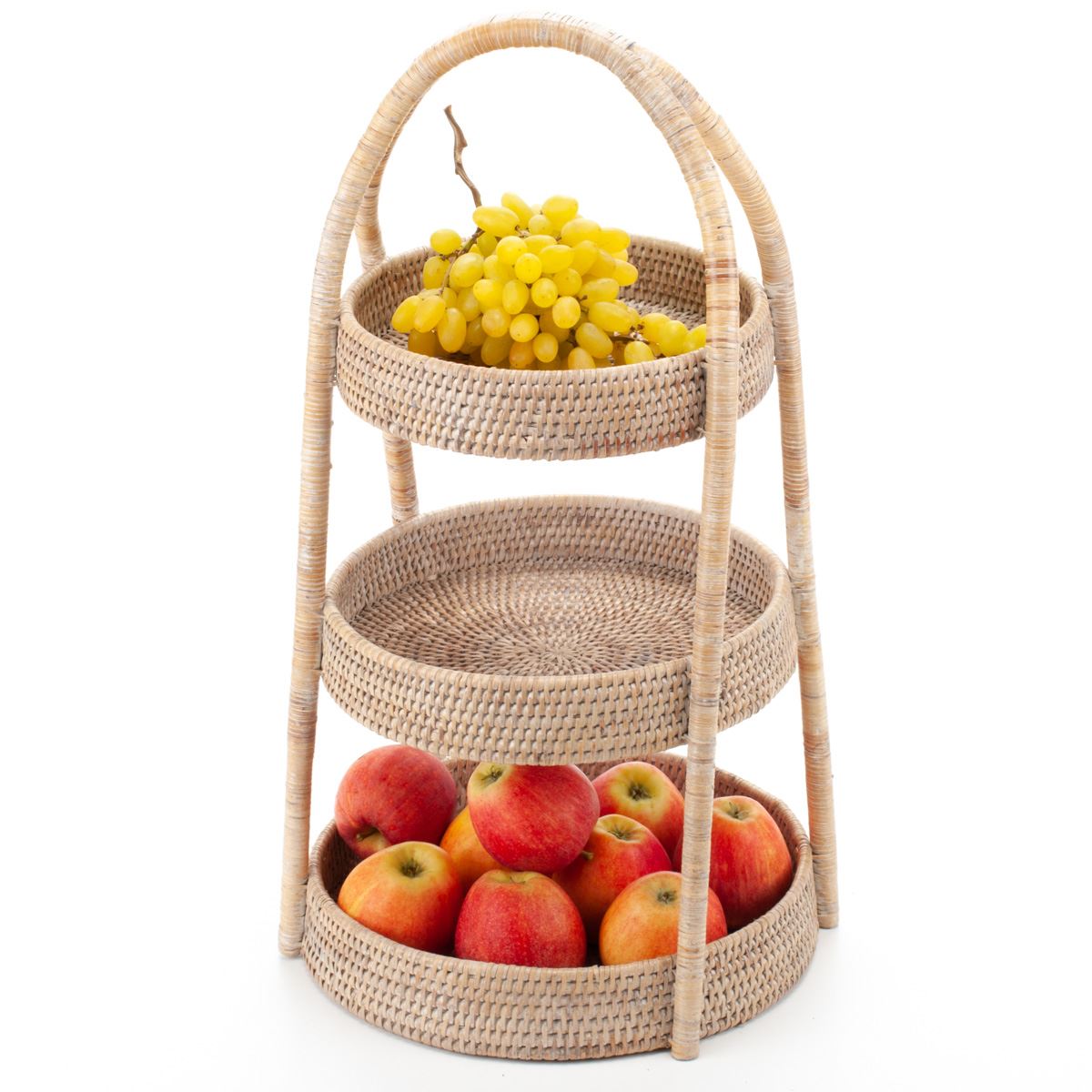 Woven Rattan Fruit Storage Stand, 33*56 cm, 71087-white