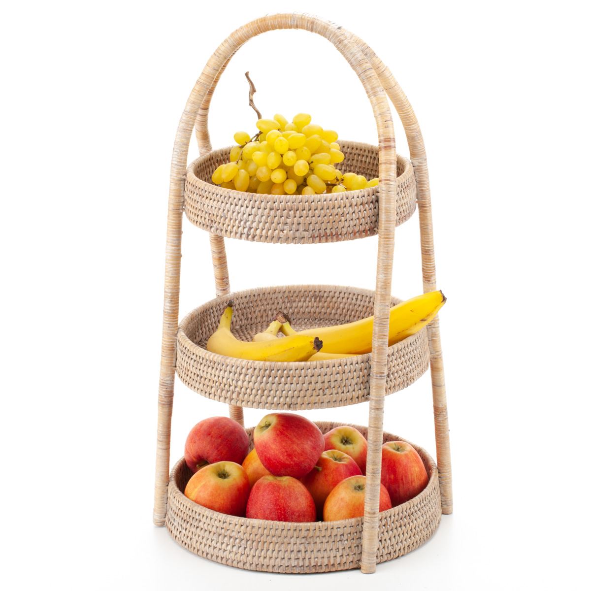 Woven Rattan Fruit Storage Stand, 33*56 cm, 71087-white
