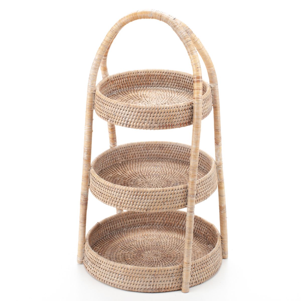 Woven Rattan Fruit Storage Stand, 33*56 cm, 71087-white