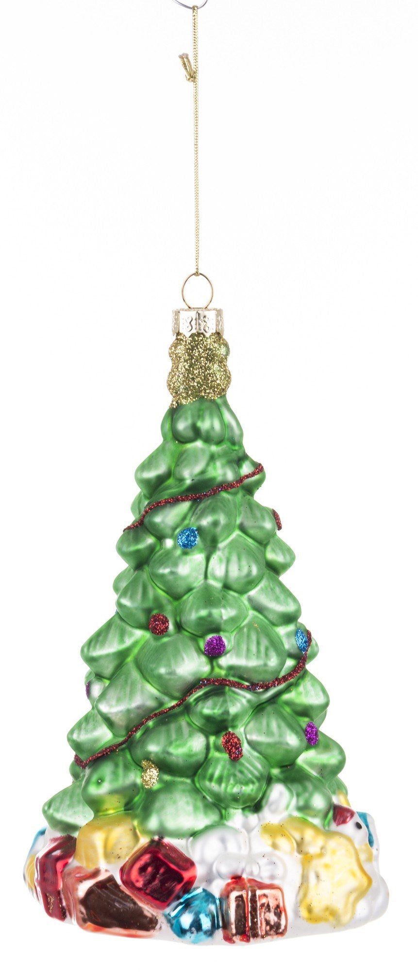 Large glass Christmas tree decoration, 9*9*17 cm, 140783 New Year decoration, 17*9*9 cm, 140783