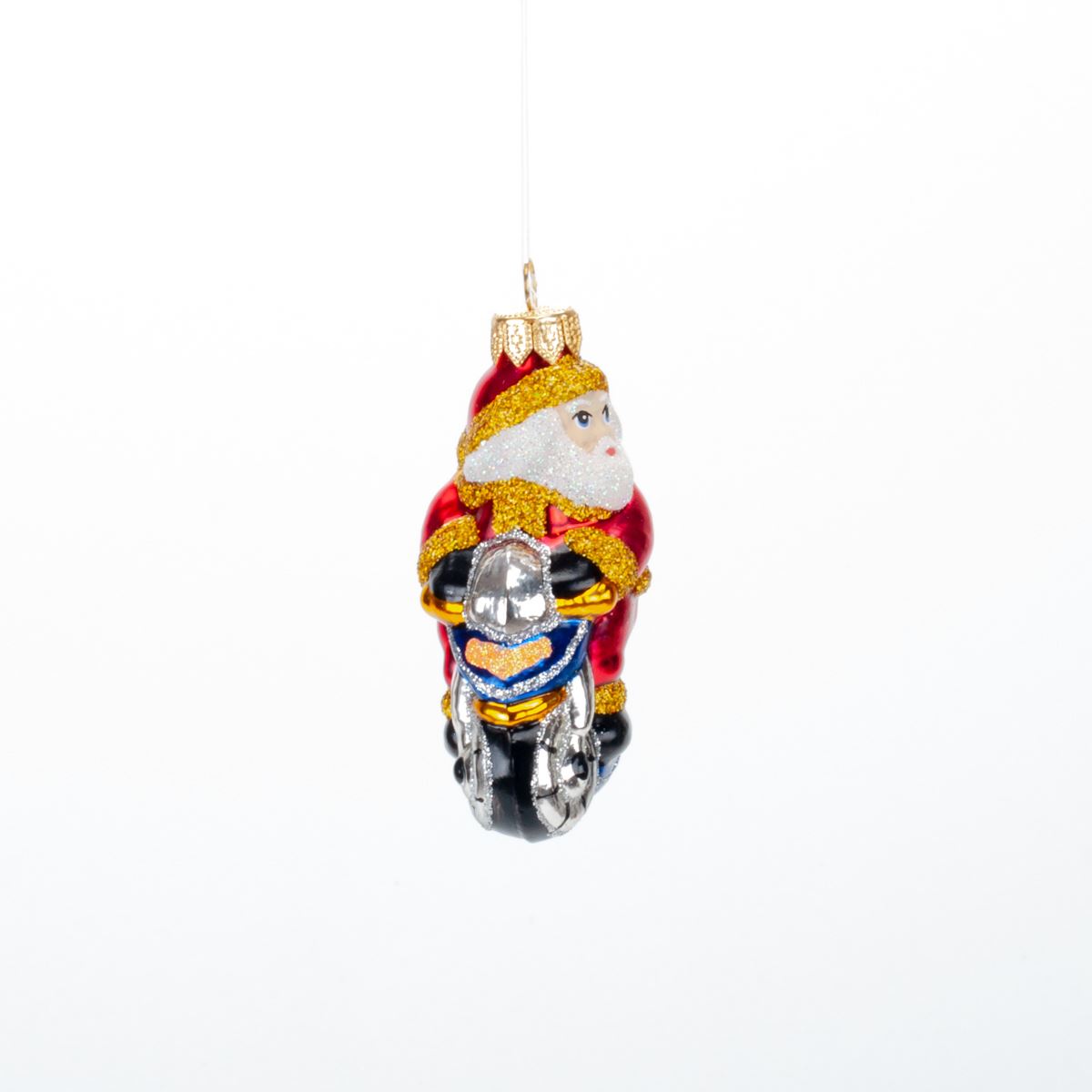 Glass Christmas tree decoration Santa on a motorcycle, 9*7 cm, A124 Christmas decoration 9*7 cm, A124