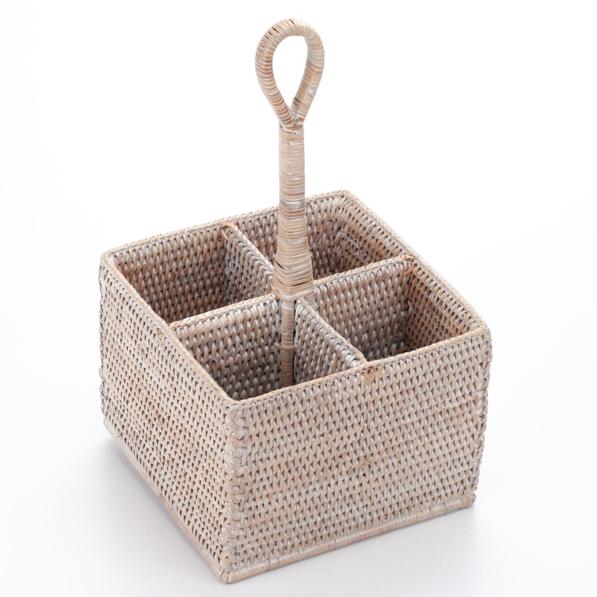 Vintage Style Cutlery Sauce Seasoning Kitchen Utensil Holder Handmade Rattan 20x20x15/35cm