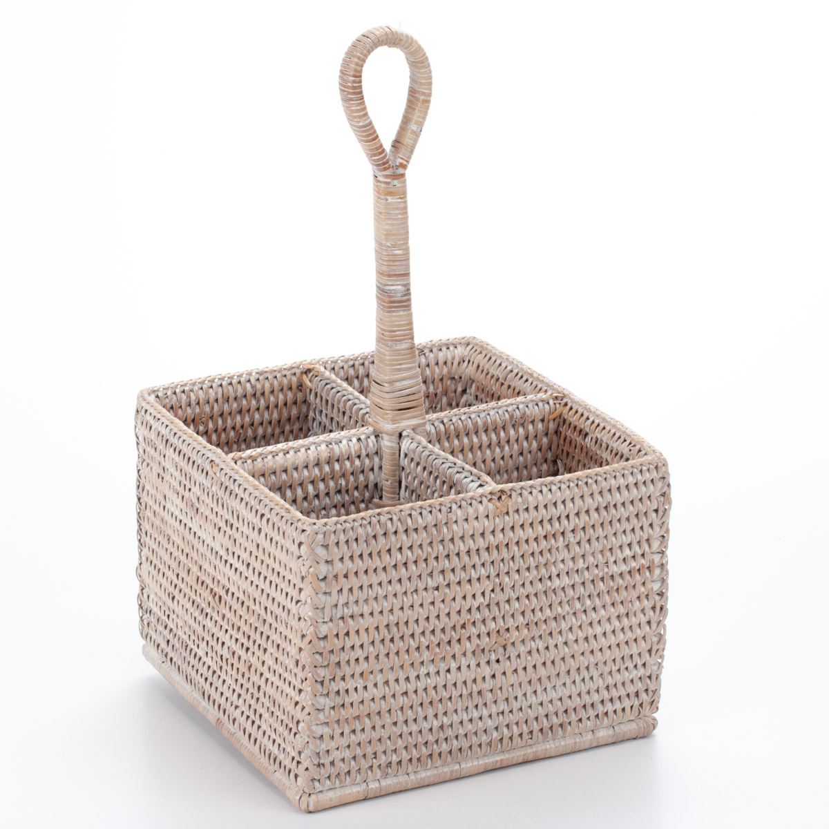 Vintage Style Cutlery Sauce Seasoning Kitchen Utensil Holder Handmade Rattan 20x20x15/35cm