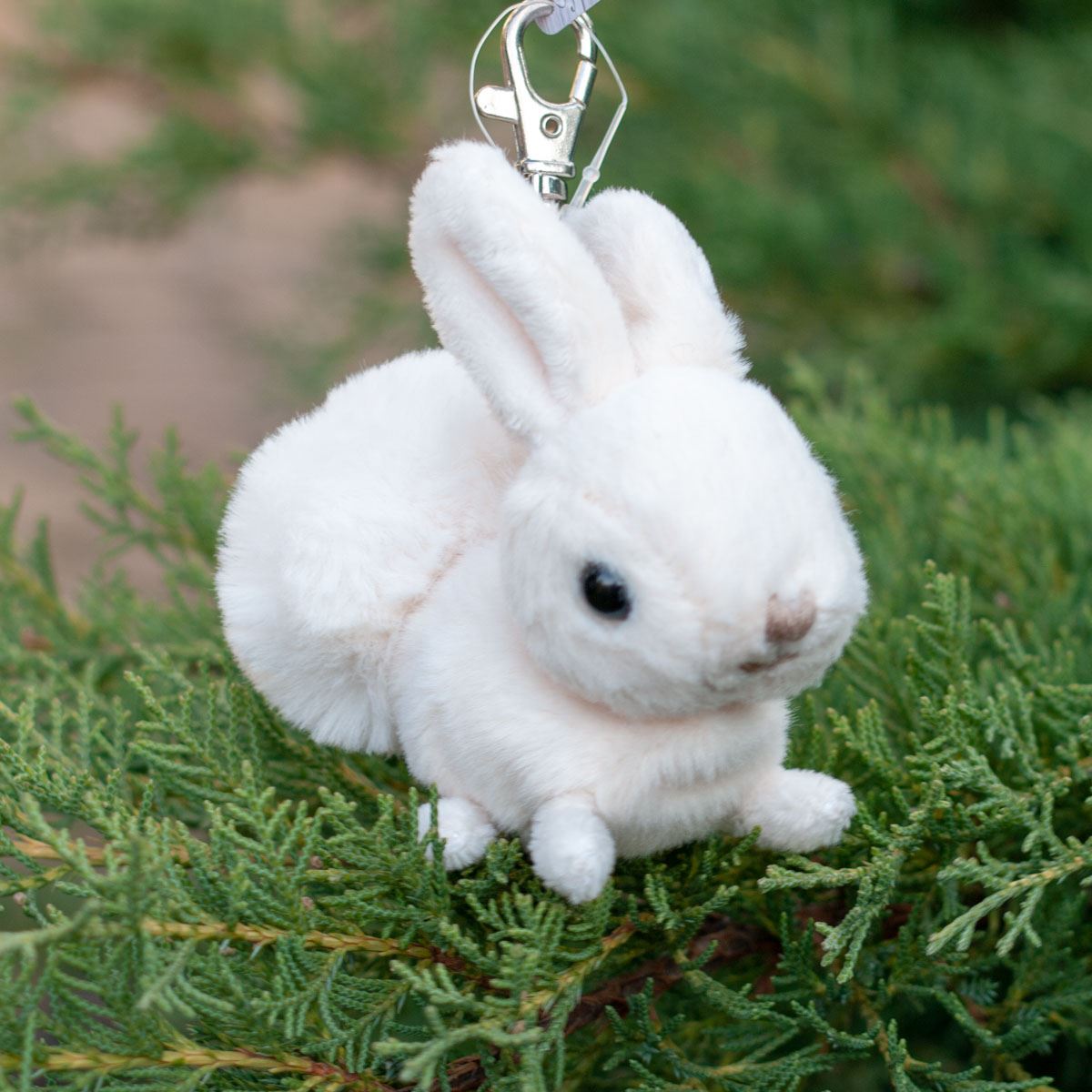 Plush Bunny Keychain - Soft White Rabbit Accessory by Bukowski