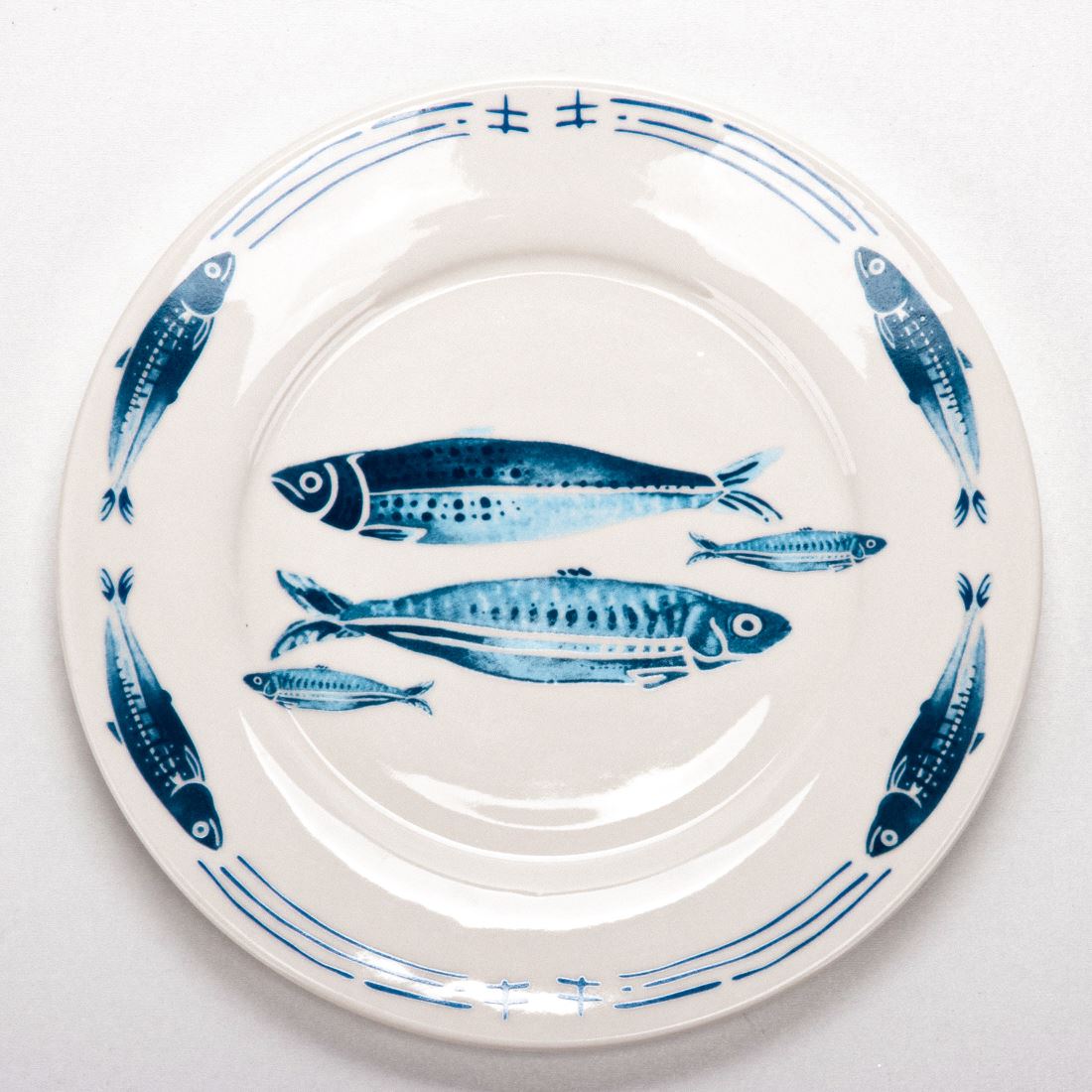 Blue White Fishes plate, 20 cm, FIBDP