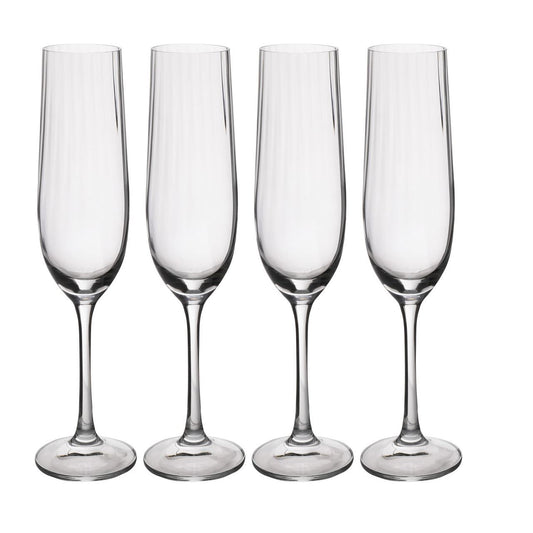 Mikasa Treviso 4-Piece Crystal Champagne Flute Glass Set – 190ml, Elegant Lead-Free Crystal, Modern Tableware, Gift Boxed