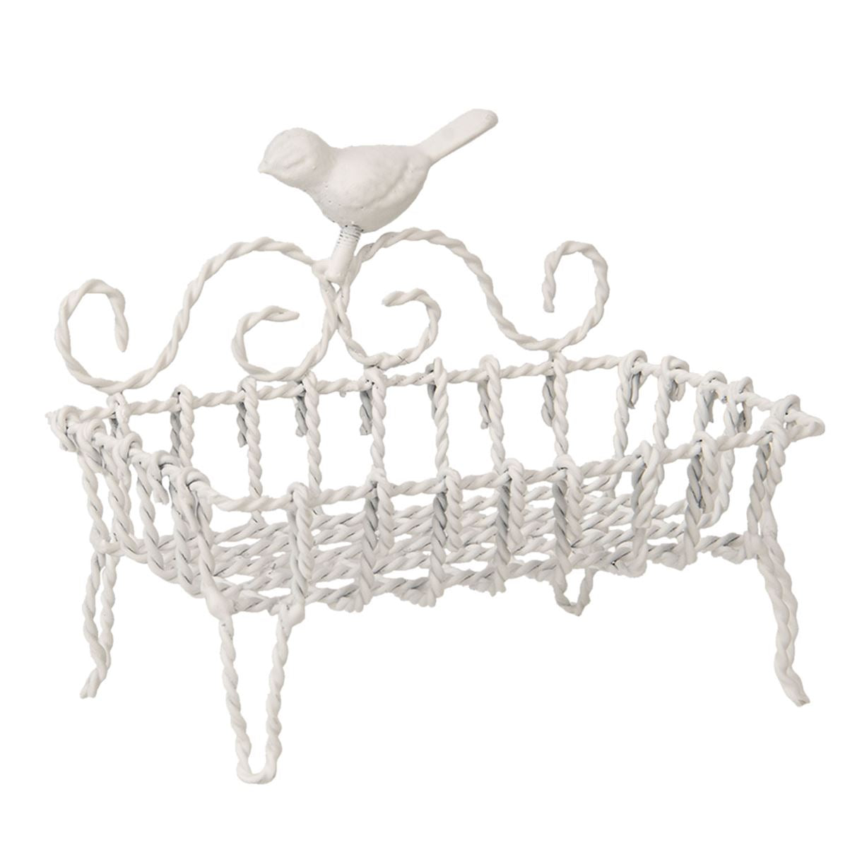 Vintage French Metal Soap Dish with Bird - Elegant Retro Décor