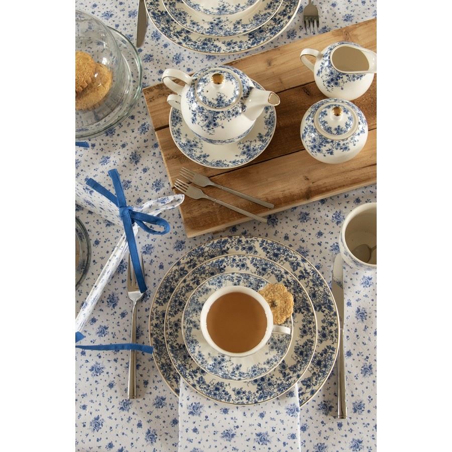 Blue Roses Premium Cotton Table Runner, 50х140 cm