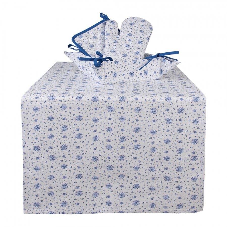 Blue Roses Premium Cotton Table Runner, 50х140 cm