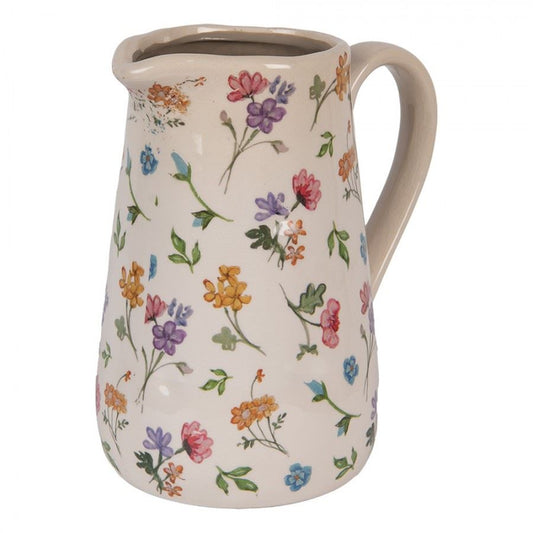 Decorative Ceramic Jug in Vintage Style Colored Flowers, 21*15*23 cm, 6CECFL0002L