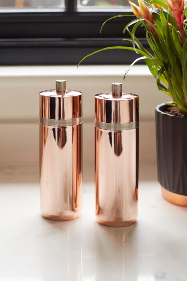 Copper Glow MasterClass Salt & Pepper Mill – Refillable Ceramic Grinder