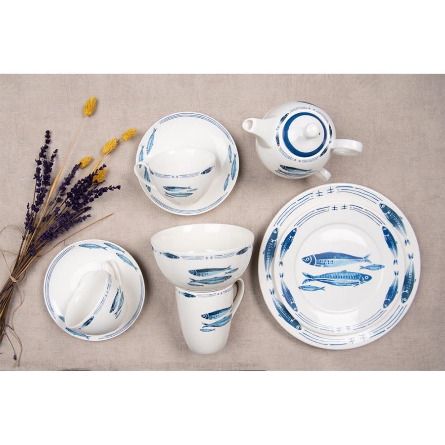 Tea set 'Egoist' Blue White Fishes, FIBTEFO