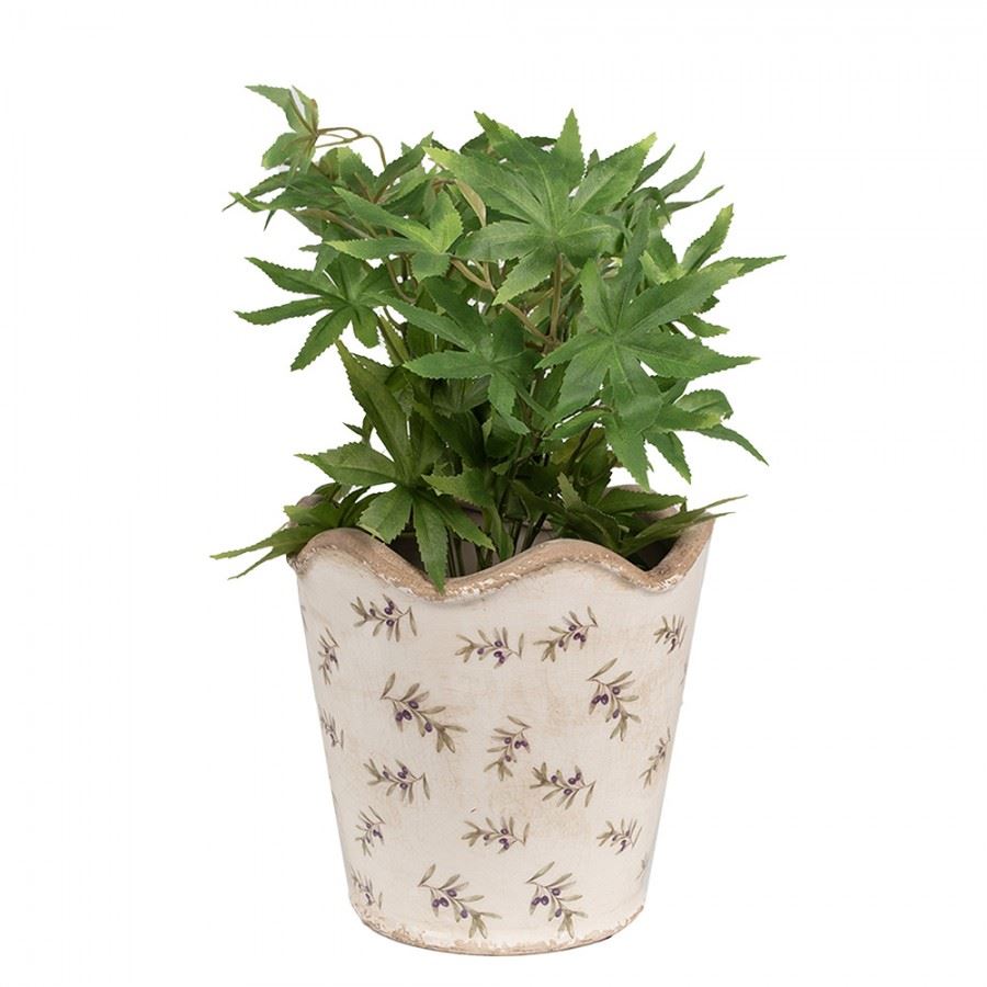 Ceramic Vintage Style Flower Pot Olives, 19*18 cm, 6CE1672L