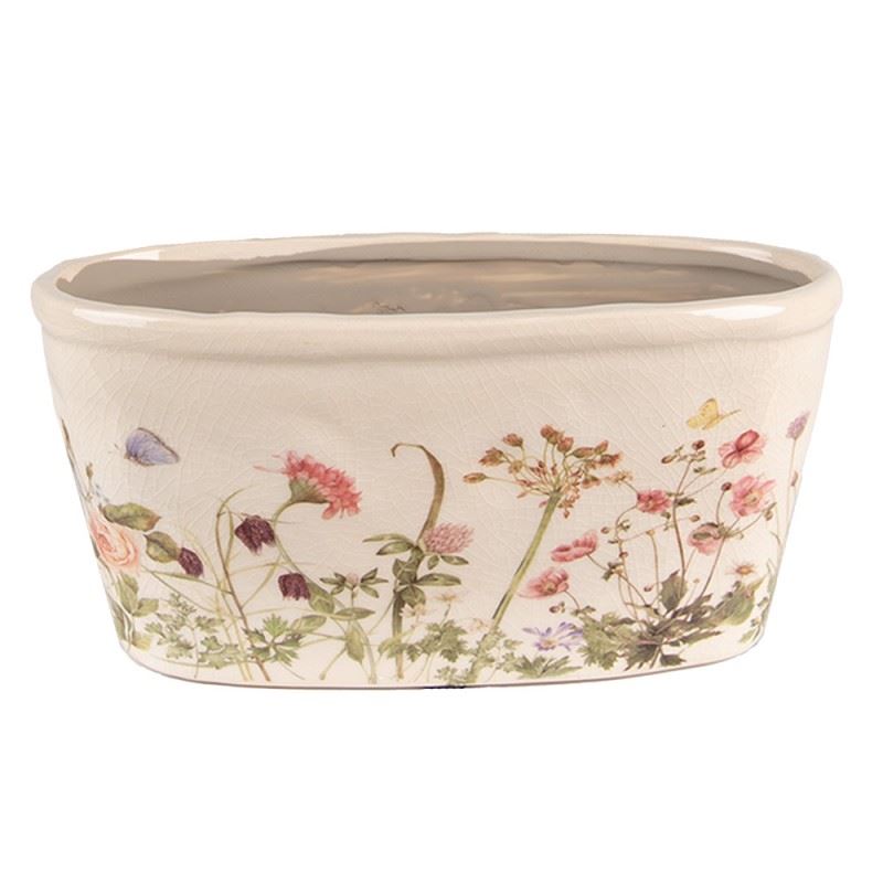 Ceramic Flower Pot in Vintage Style Summer Flowers, 23*10*11 cm, 6CE1557M