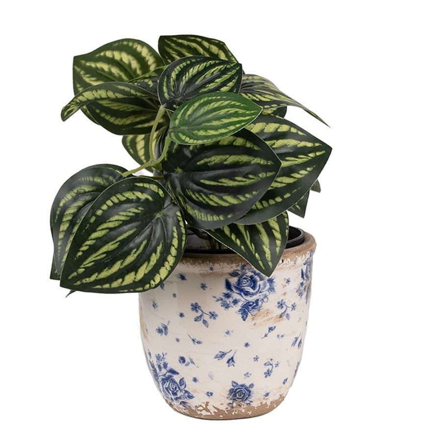 Ceramic Flower Pot in Vintage Style Blue Roses, 11*10 cm, 6CE1658XS