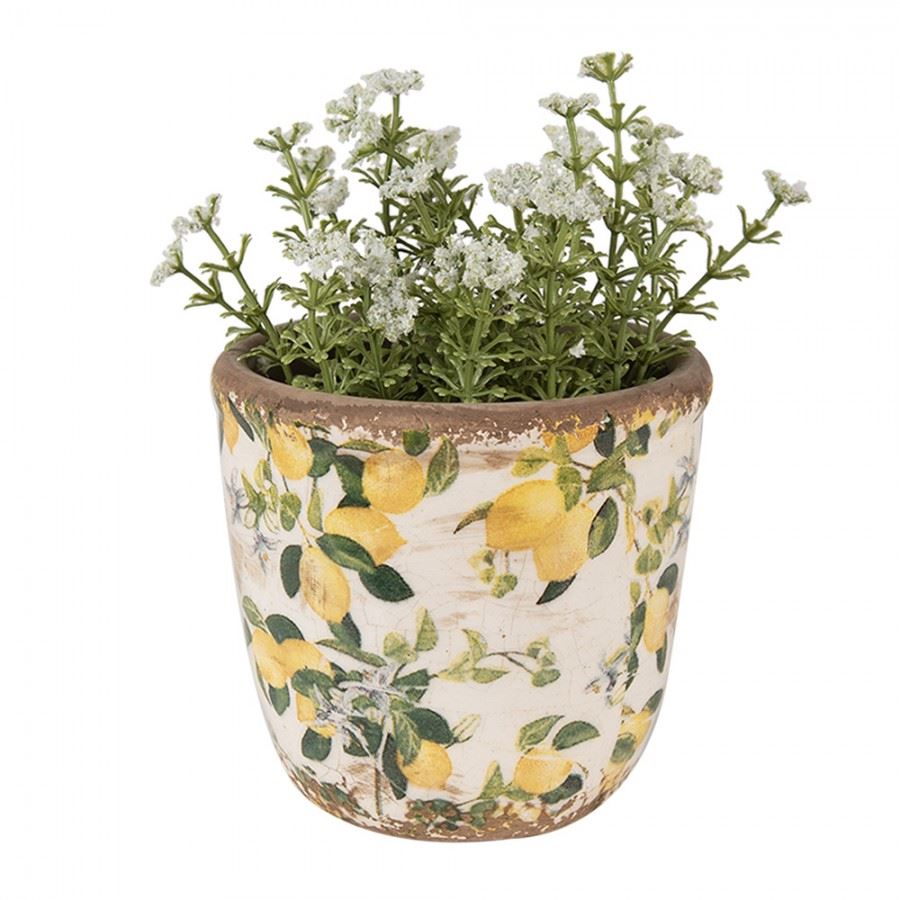 Vintage Style Ceramic Flower Pot Yellow Lemons, 11*10 cm, 6CE1609XS