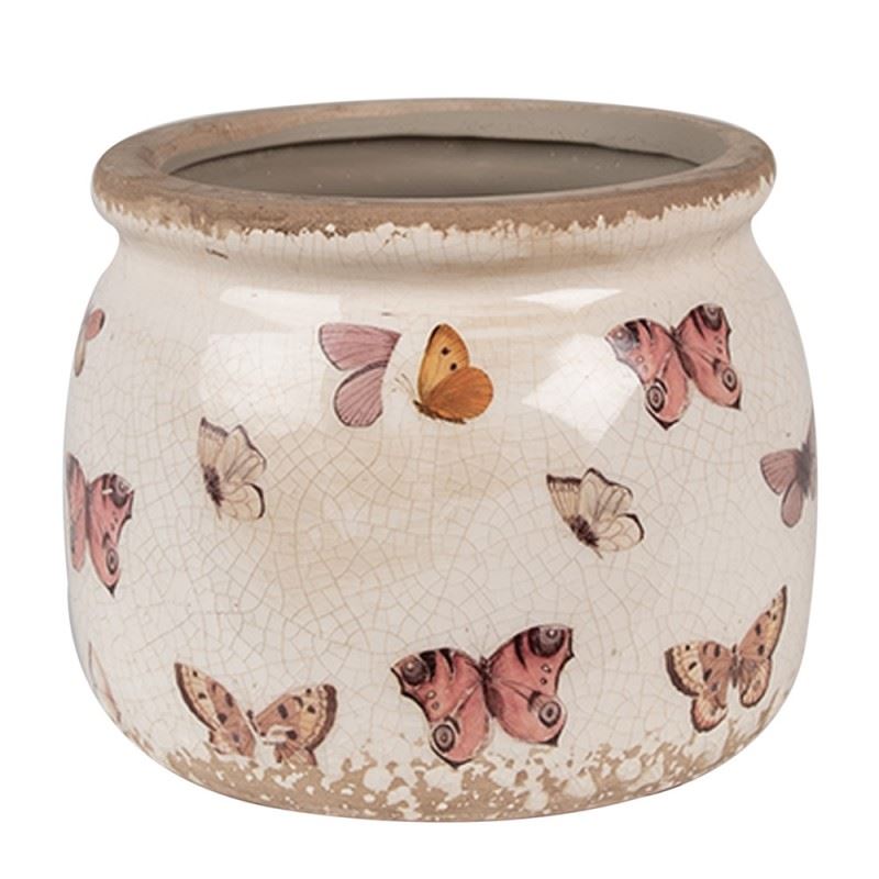 Ceramic Flower Pot in Vintage Style Butterflies, 12*10 cm, 6CE1662S