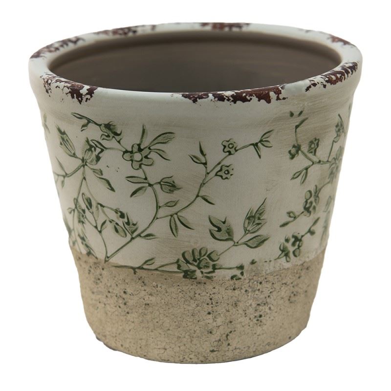 Ceramic Flower Pot in Vintage Style Pastel Green, 12*10 cm, 6CE1384M