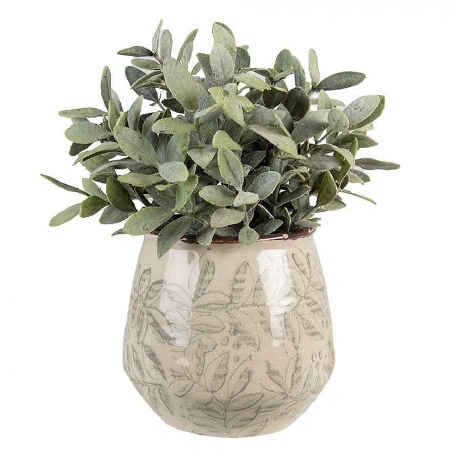 Ceramic Flower Pot in Vintage Style Pastel Green, 14*13 cm, 6CE1577M