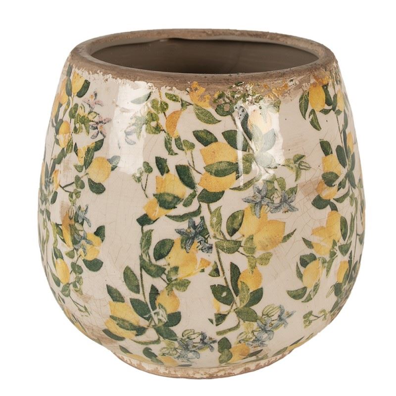 Ceramic Flower Pot in Vintage Style Yellow Lemons, 18*17 cm, 6CE1608L