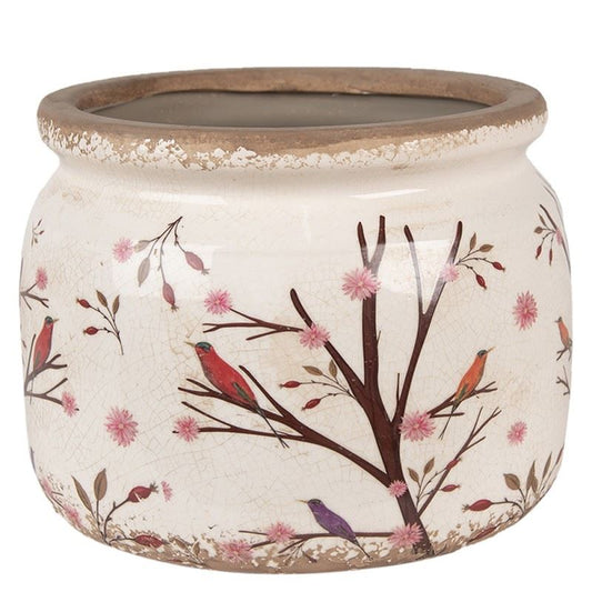 Ceramic Flower Pot in Vintage Style Birds, 20*15 cm, 6CE1642L