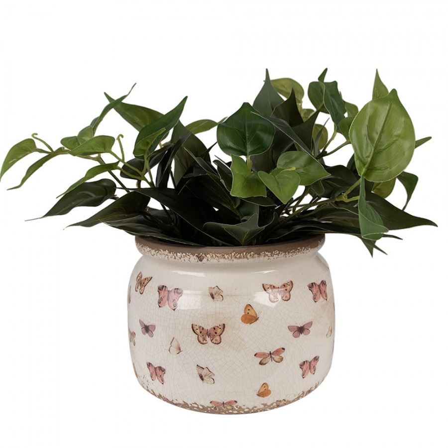 Ceramic Flower Pot in Vintage Style Butterflies, 20*15 cm, 6CE1662L