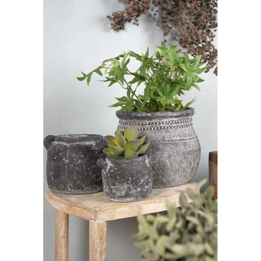 Vintage Style Black Ceramic Flower Pot, 21*19 cm, 6TE0468M