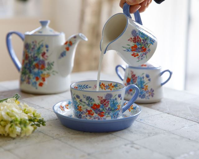 London Pottery ceramic milk jug with wildflower design