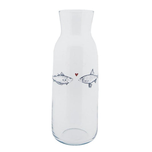 Glass Carafe "Two Fish & Heart" – European Design, 1000 ml