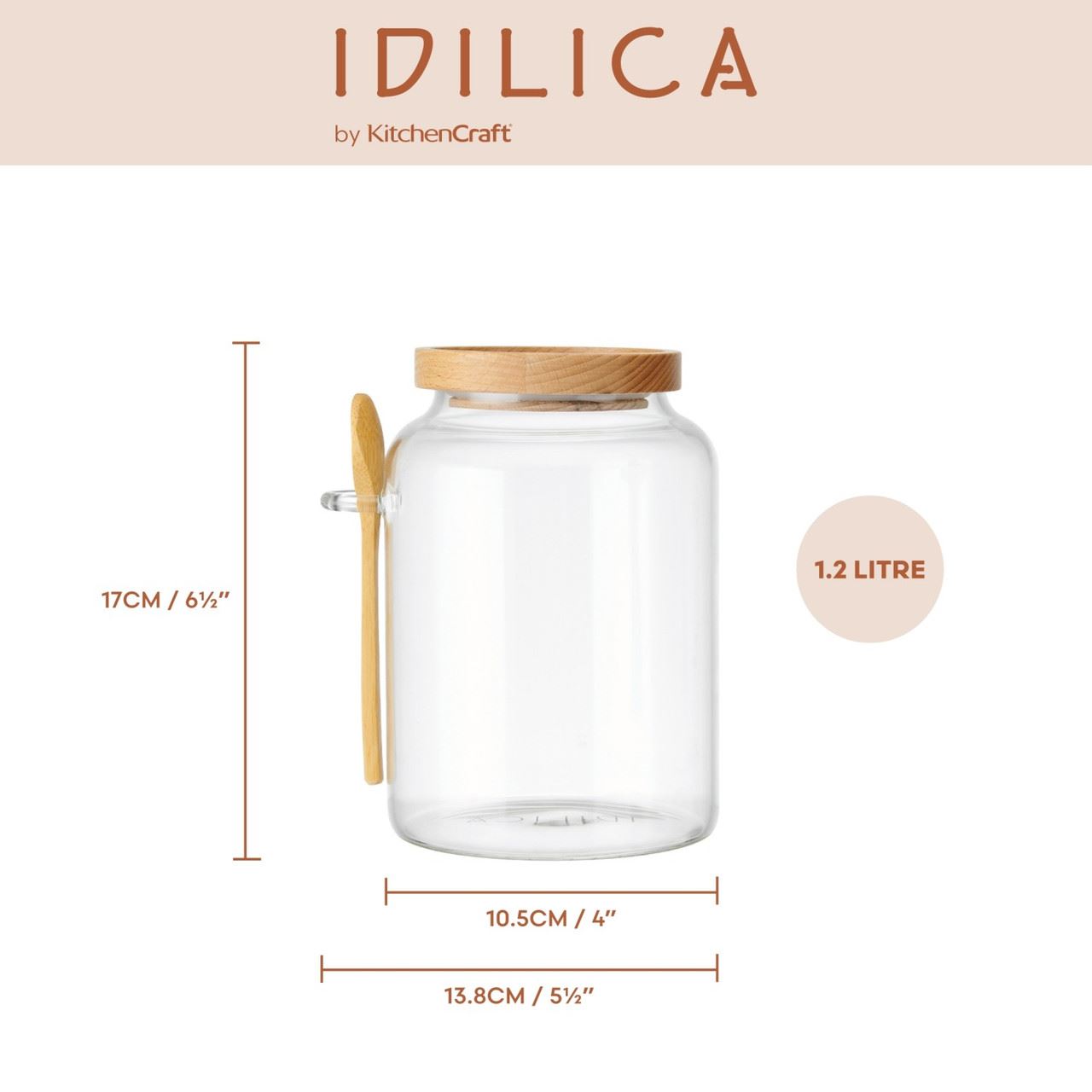 KitchenCraft Idilica Bulk Jar, 1200ml, IDGLSTORSPN