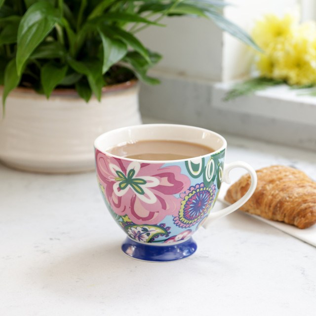 KitchenCraft China Bright Floral Footed Mugs